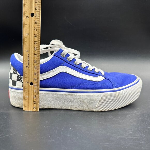 Vans Tennis Shoes Blue Black White Checkerboard Canvas Sneakers Women 8 Men 6.5 - Picture 15 of 15